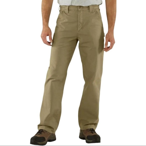Carhartt B151 Mens Canvas Work Dungaree Fit  Pants Dark Khaki Size 42X32 - Picture 1 of 14